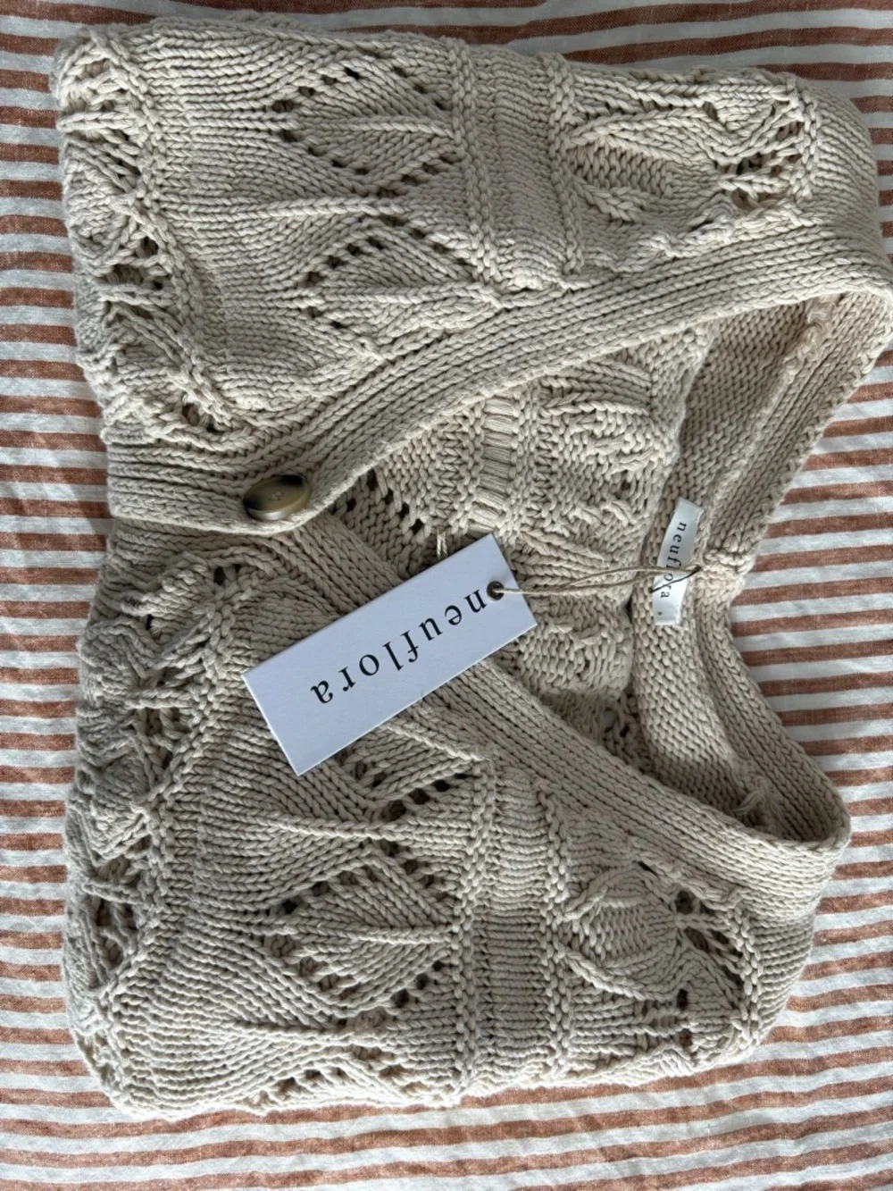 Neuflora Cream Daphne Knit Button-Front Women's Cardigan with Tags - Picture 7 of 7